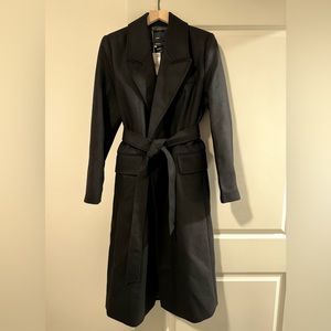 MANGO Long Wool-Blend Coat Black